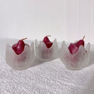 Vintage Party Lite Frosted Glass Candle Holders x3